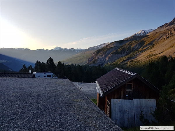 Morgen, Aufstehen, Blick in Richtung Val Müstair